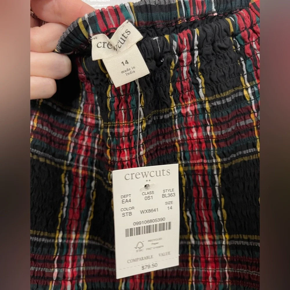 crewcuts NWT Kids Plaid Long Sleeve Dress - Black and Red